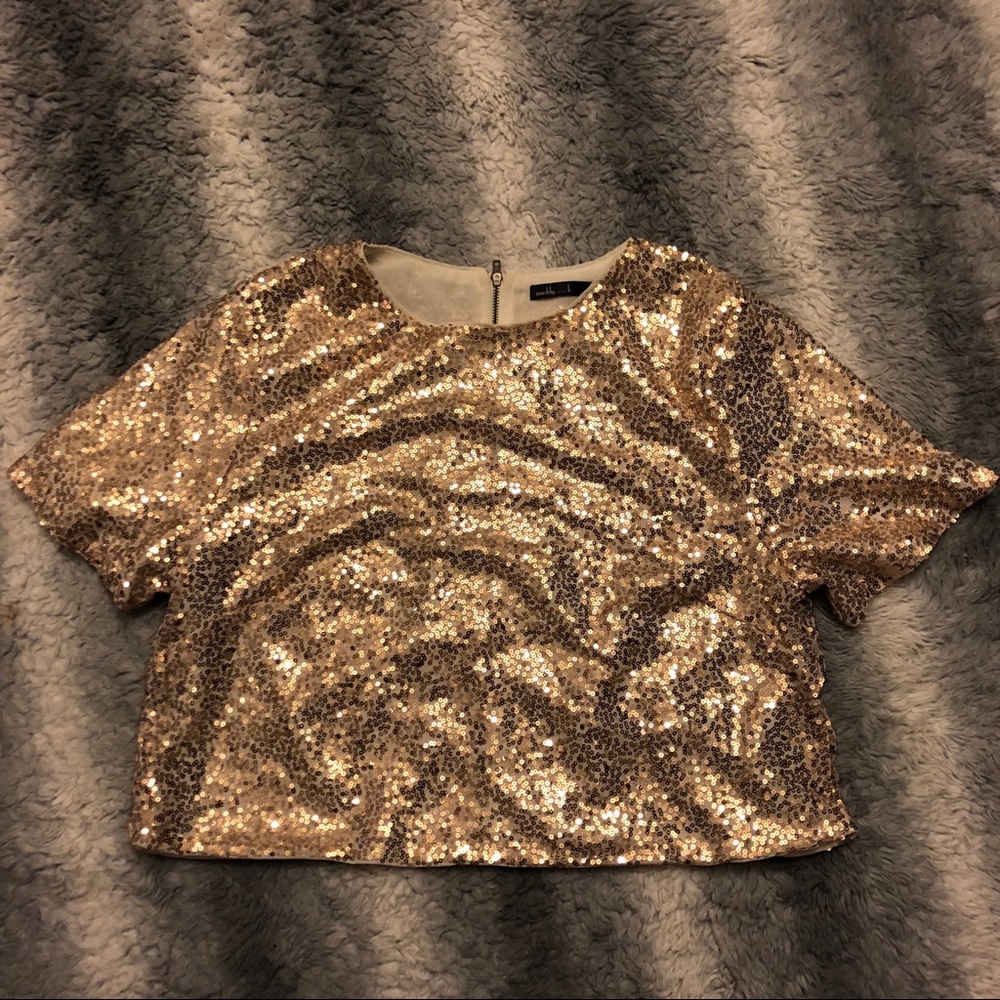 Maddy K. Gold Sequin Crop Top